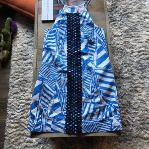 High Neck Lily Sailboat Print Dress